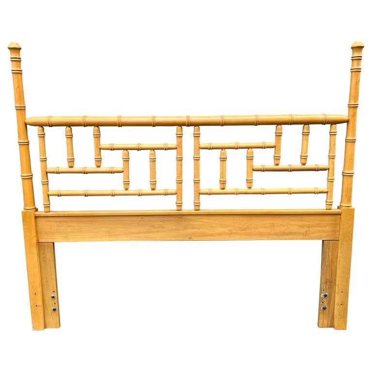 Hollywood Regency Faux Bamboo Chinoserie Headboard by Dixie For Sale