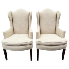 Pair of Restoration Hardware Style Wing Back Chairs 