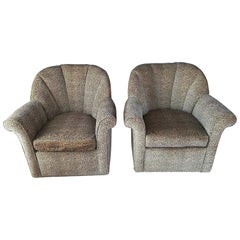 Pair of Animal Print Swivel Chairs