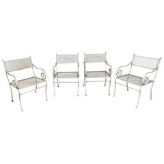 Set of 4 Mesh Metal Garden Arm Chairs for Dining or Lounging