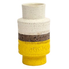 Bitossi Vase, Ceramic, Yellow, White, Geometric