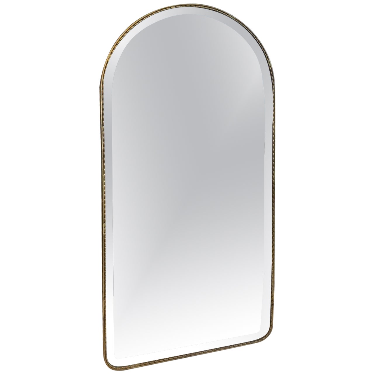 Lovely Arched Mid-Century Brass Mirror, Italy
