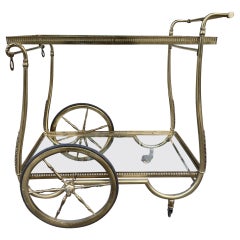 Vintage Sophisticated Midcentury French Drinks Trolley-Brass