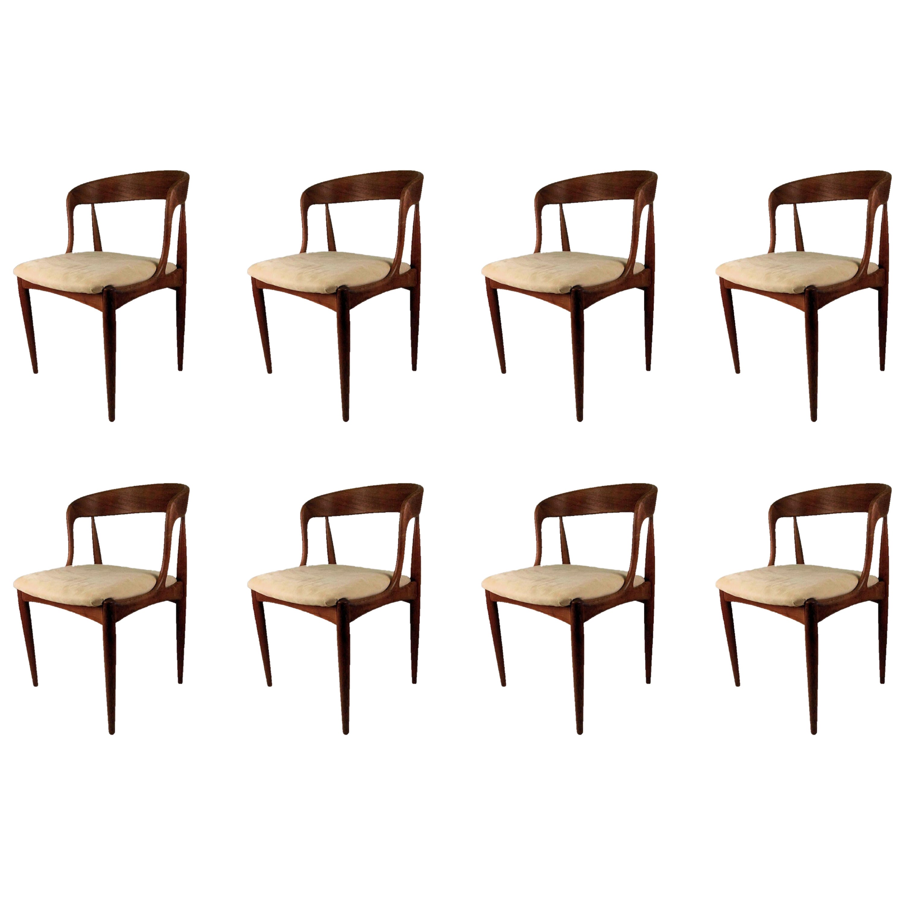 Eight Restored Johannes Andersen Teak Dining Chairs Custom Reupholstery Included