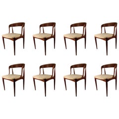 Eight Restored Johannes Andersen Teak Dining Chairs Custom Reupholstery Included