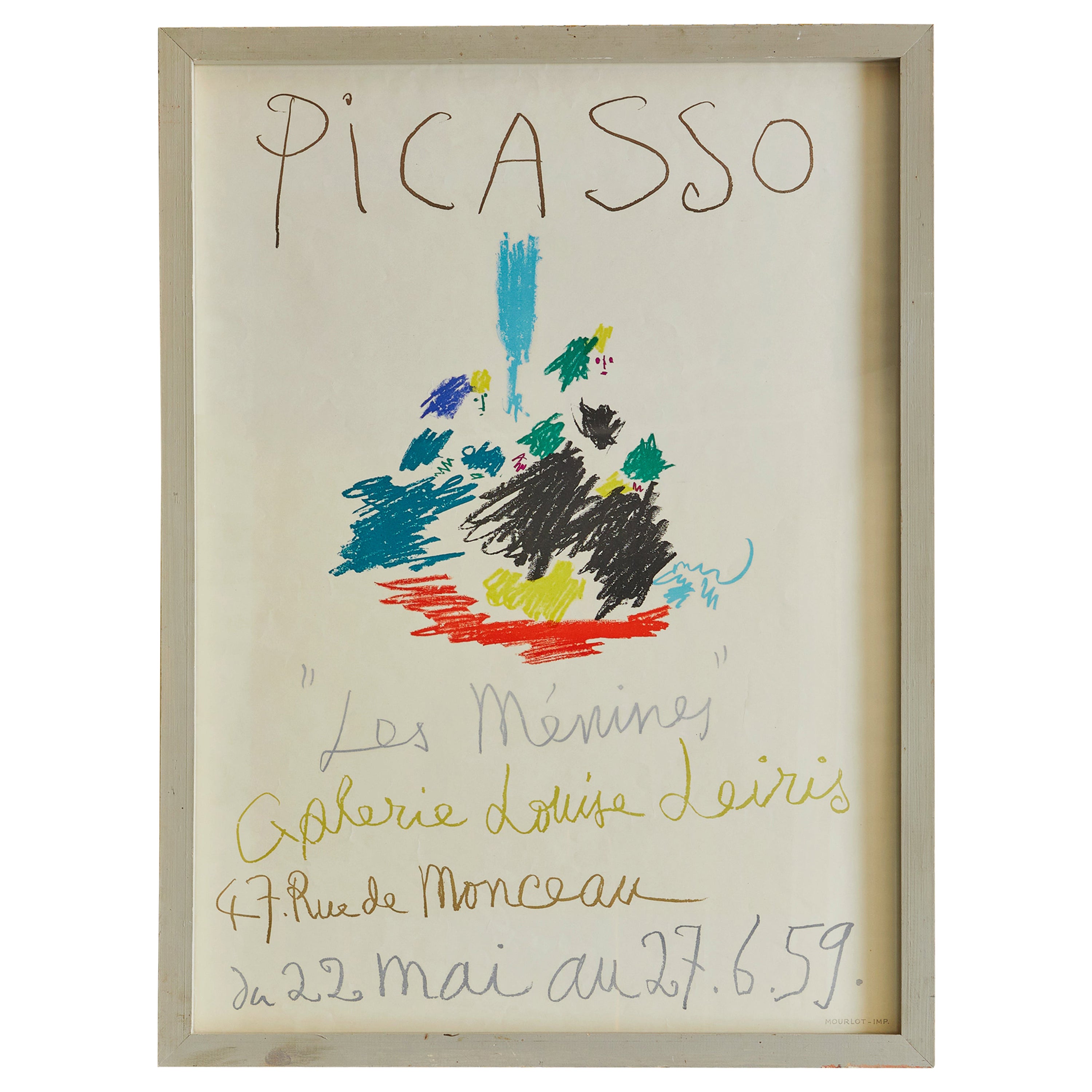 Vintage Pablo Picasso Exhibition Poster in Grey Wooden Frame, France, 1959
