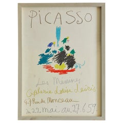 Vintage Pablo Picasso Exhibition Poster in Grey Wooden Frame, France, 1959
