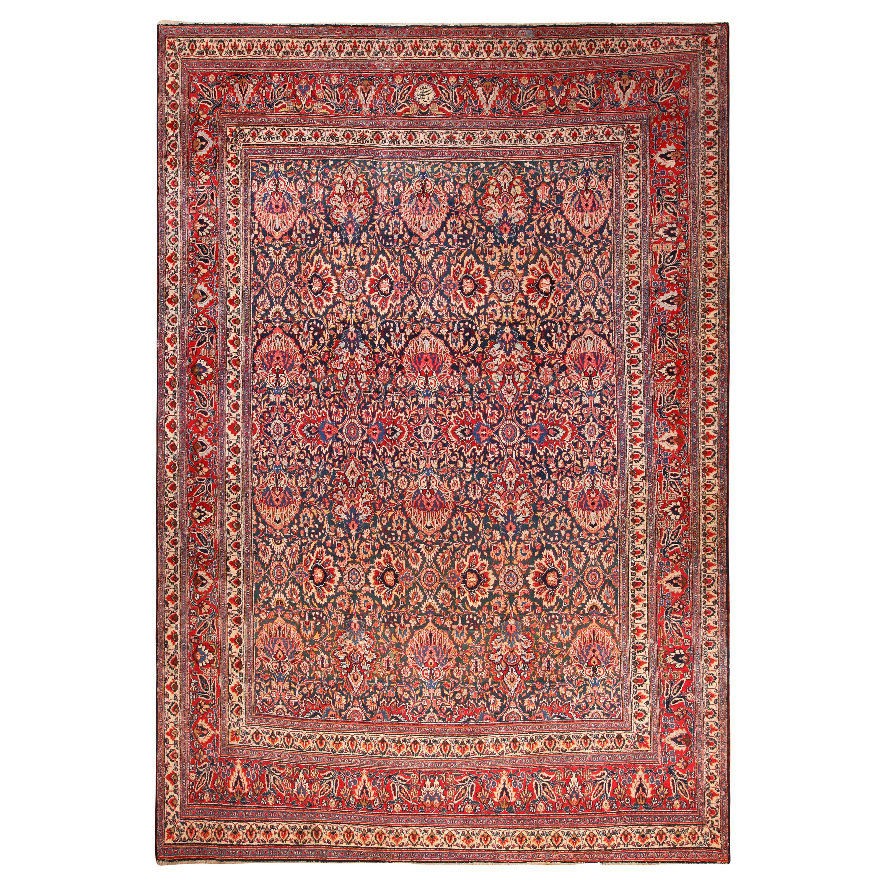 Large Size Fine Weave Antique Floral Persian Khorassan Rug 11'10" x 17'