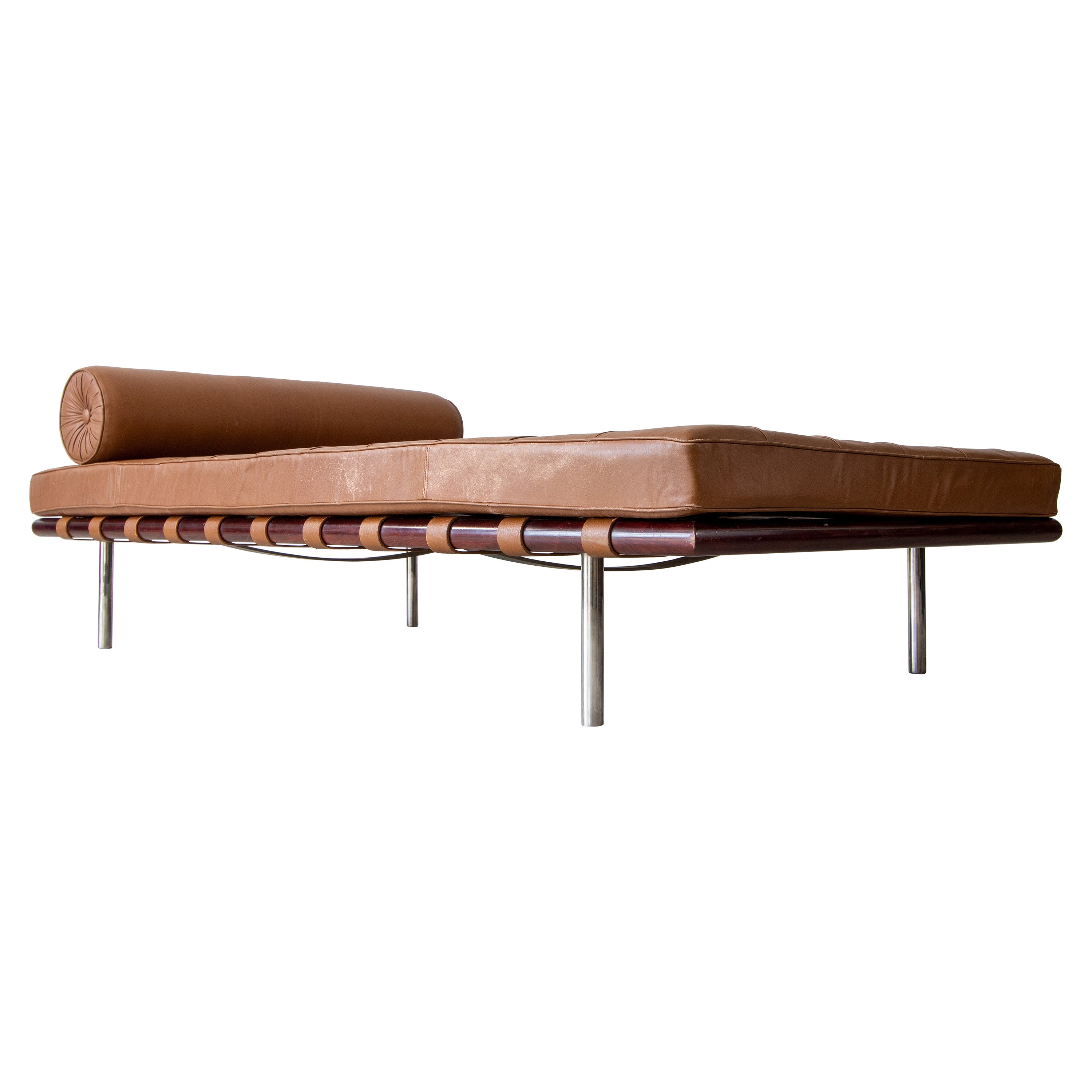 1970s Mies Van Der Rohe Barcelona Daybed Couch for Knoll Rosewood / Tan Leather
