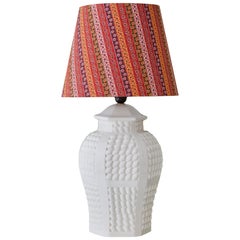 Vintage Ceramic Table Lamp with Customized Shade, France, 1980's