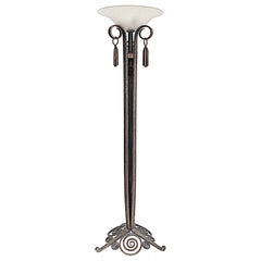 Manner of Edgar Brandt Torchiere Floor Lamp, Art Deco Style