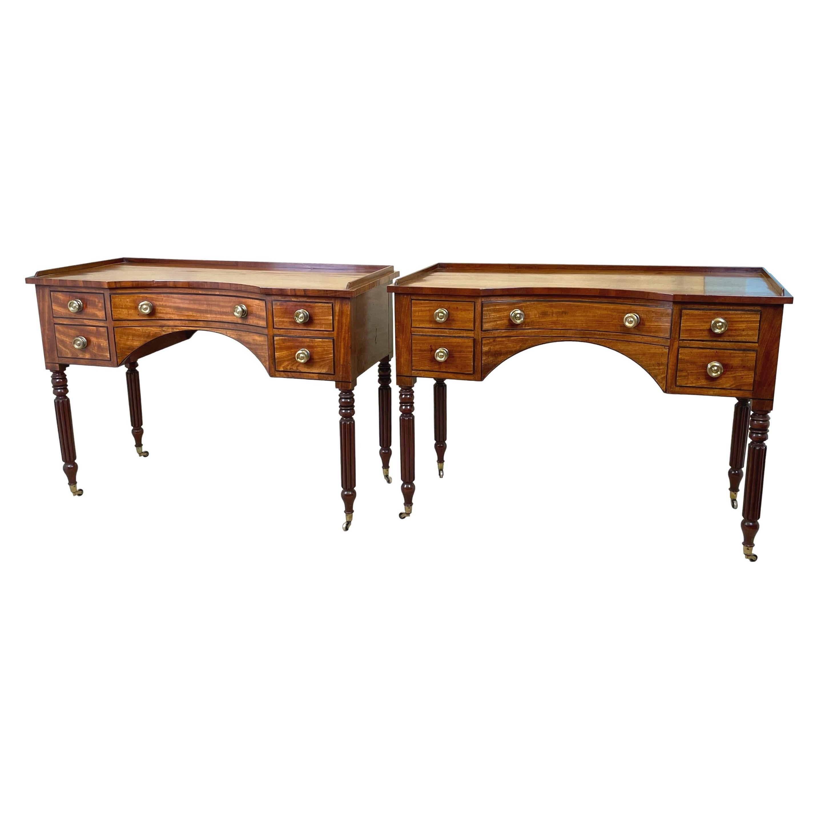 Rare Pair Of Regency Mahogany Dressing Tables For Sale
