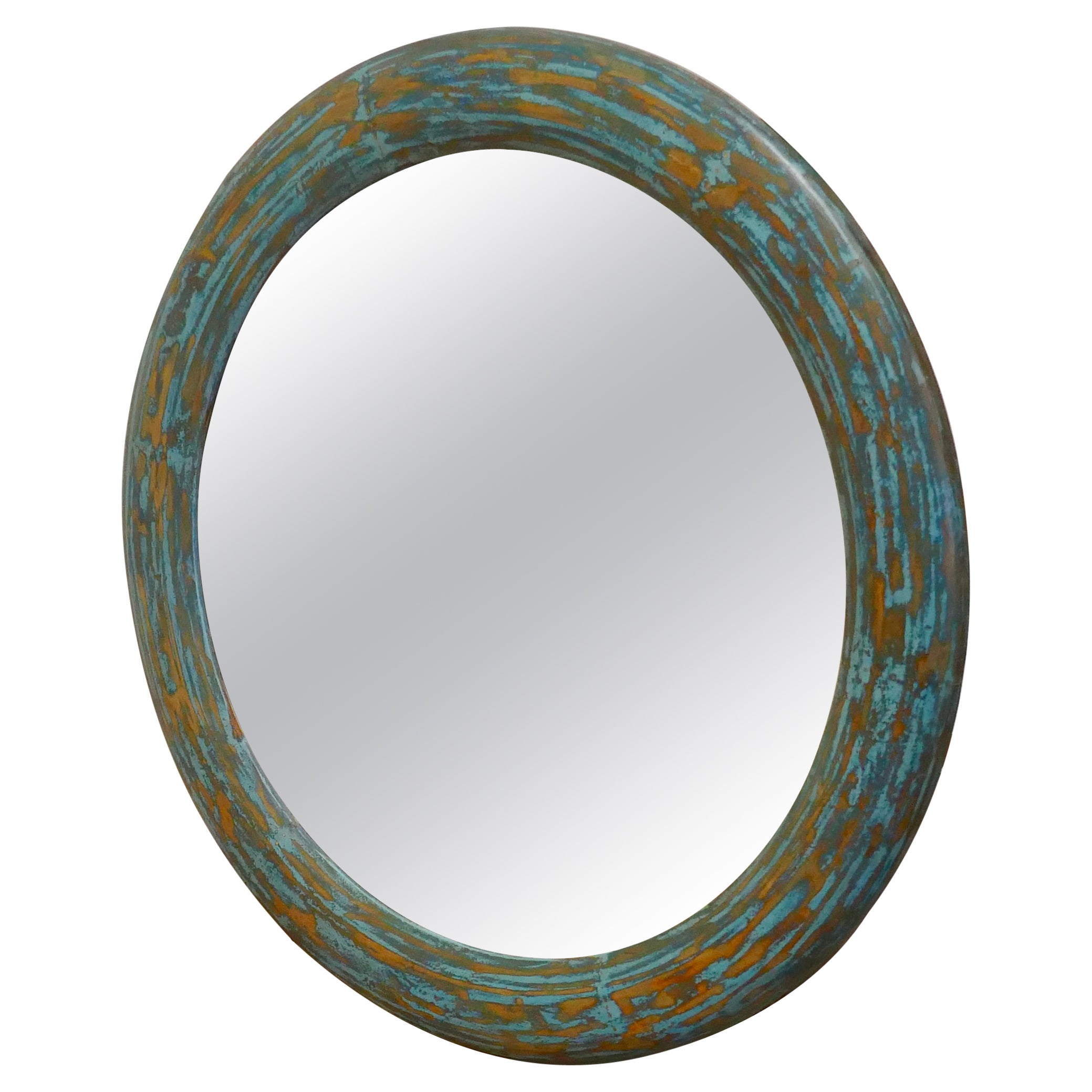 Large Round Painted Wall Mirror