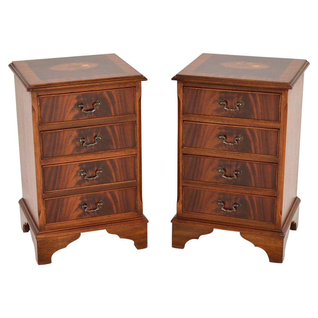 Pair of Antique Georgian Style Inlaid Bedside Chests