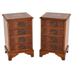 Pair of Antique Georgian Style Inlaid Bedside Chests