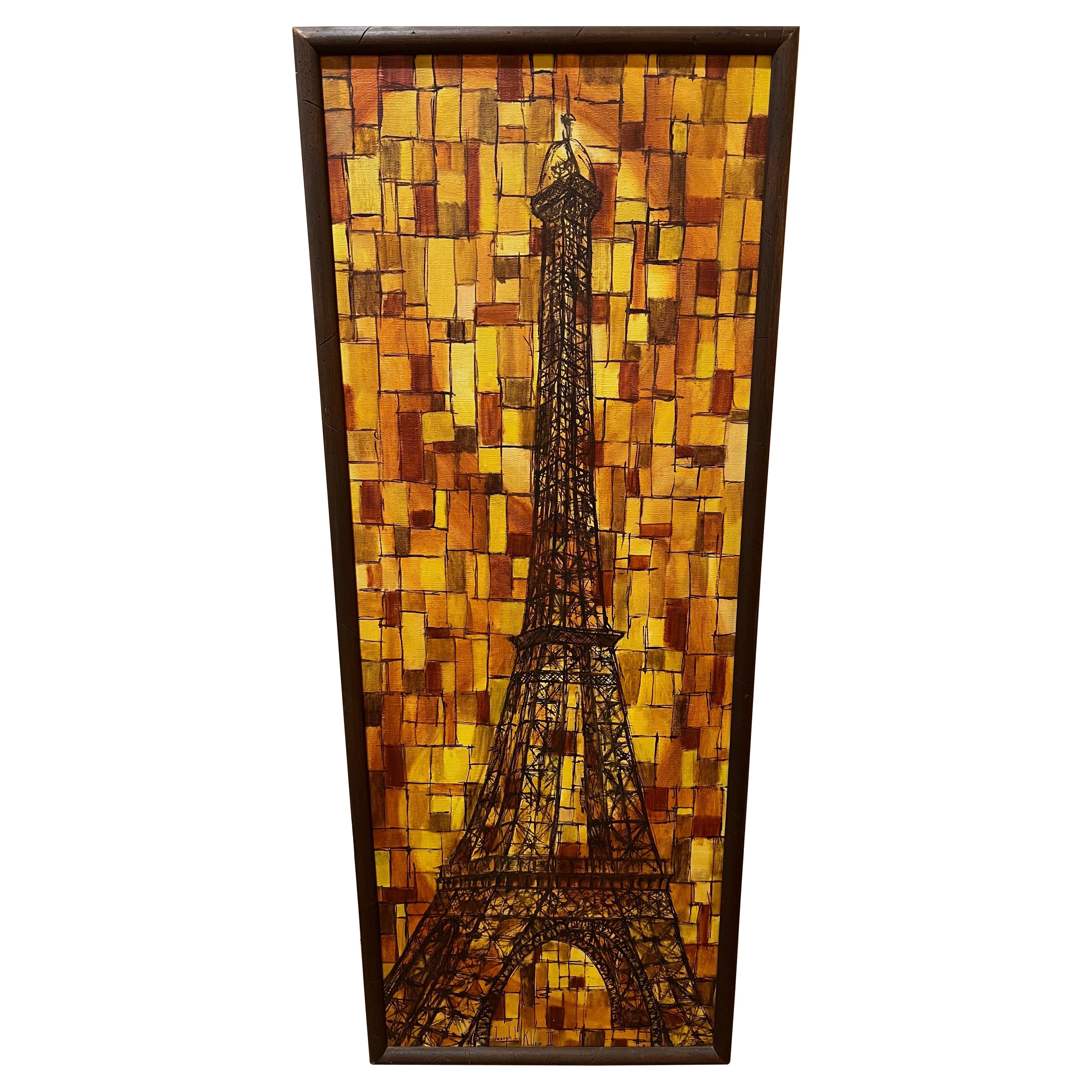 Signed Mid Century Eiffel Tower Painting by Joseph L. Klein