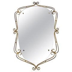 Vintage Italian 1950's Brass Scrolled Mirror