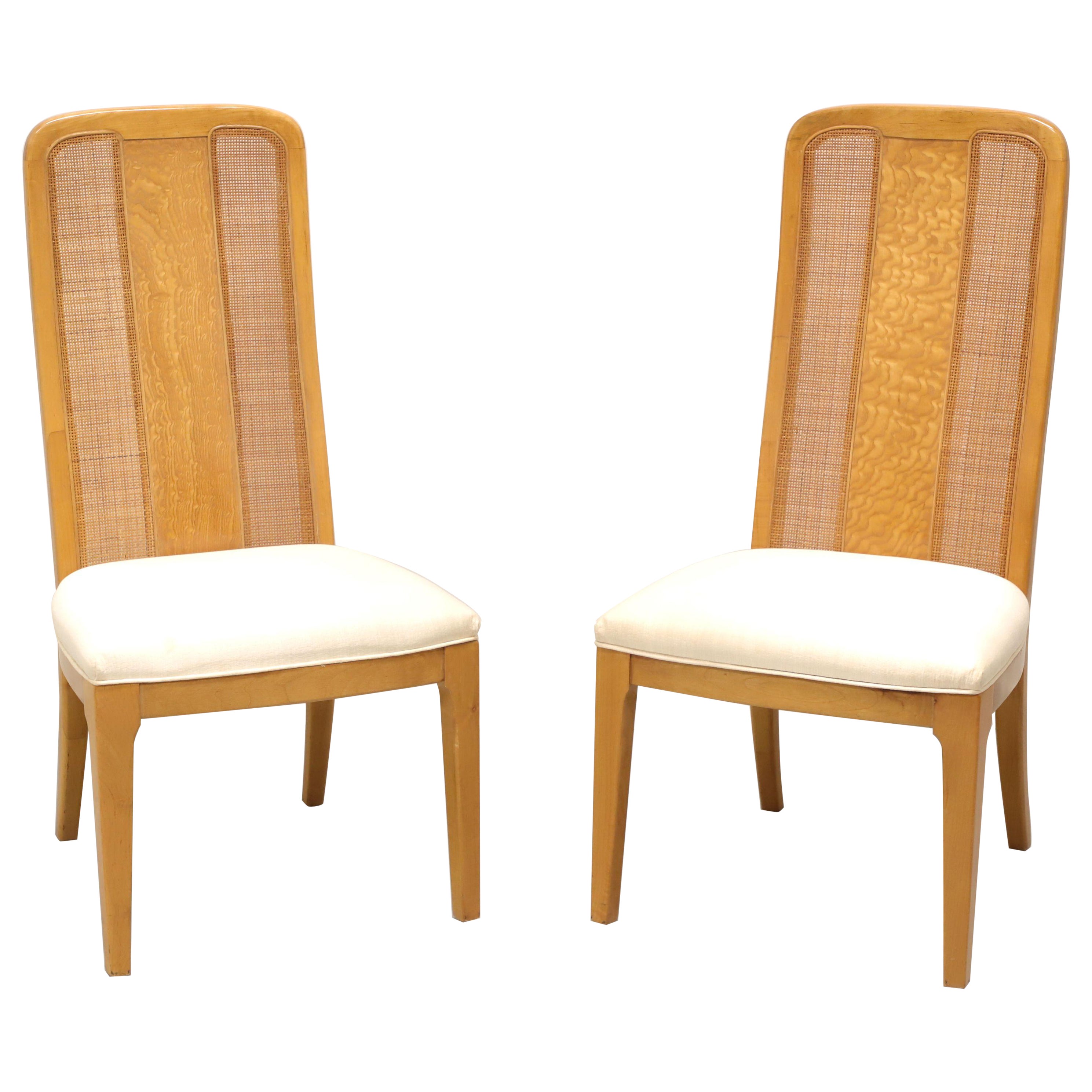 BERNHARDT Caned Burl Maple Contemporary Dining Side Chair - Pair A For Sale