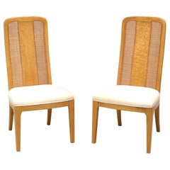 Retro BERNHARDT Caned Burl Maple Contemporary Dining Side Chair - Pair A