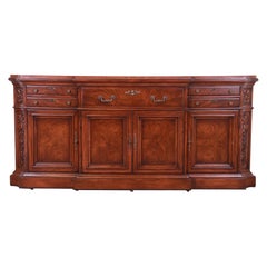 Vintage Karges French Louis XV Burled Walnut Sideboard or Bar Cabinet, Newly Restored