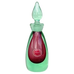 Retro Archimede Seguso Murano Sommerso Red Green Italian Art Glass Perfume Bottle