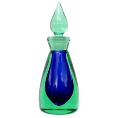 Archimede Seguso Murano Sommerso Blue Green Italian Art Glass Perfume Bottle