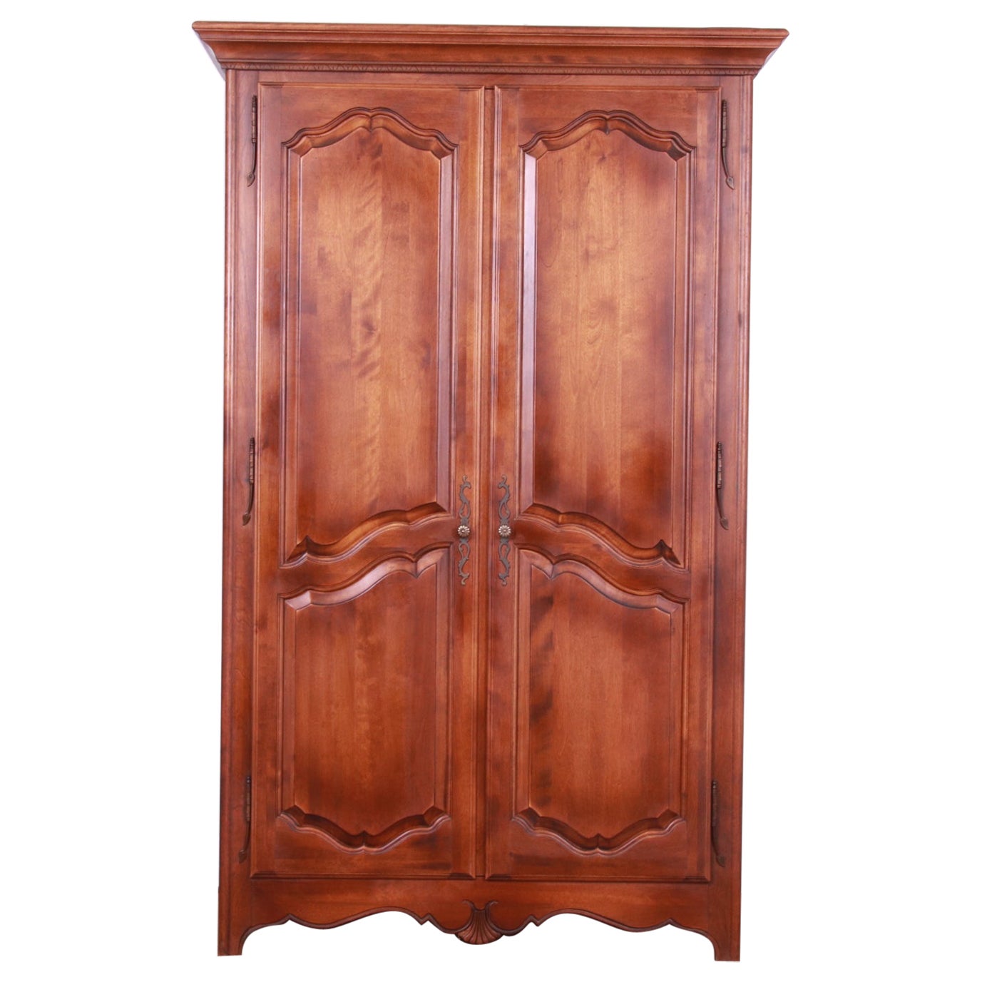 Ethan Allen Country French Carved Birch Wood Armoire Dresser