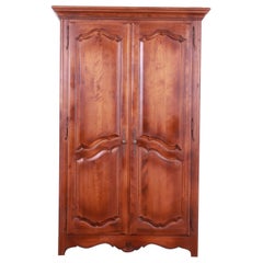 Vintage Ethan Allen Country French Carved Birch Wood Armoire Dresser