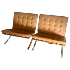 Mies Van Der Rohe Barcelona Chairs in Cognac, a Pair