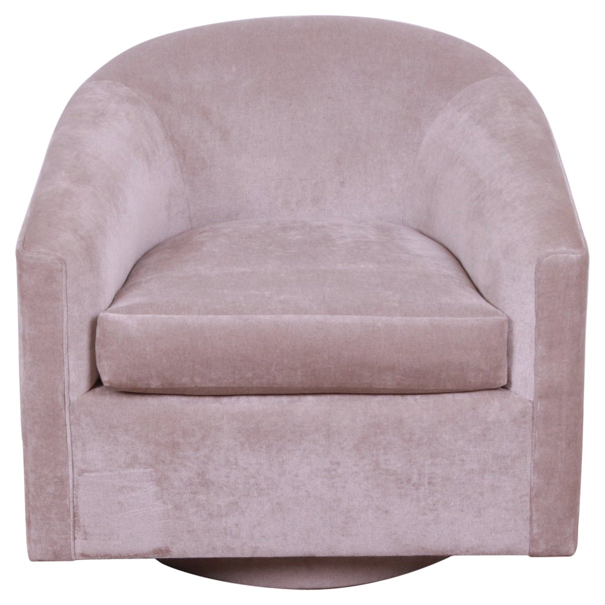 Milo Baughman Swivel Lounge Chair in Gray Velvet Upholstery