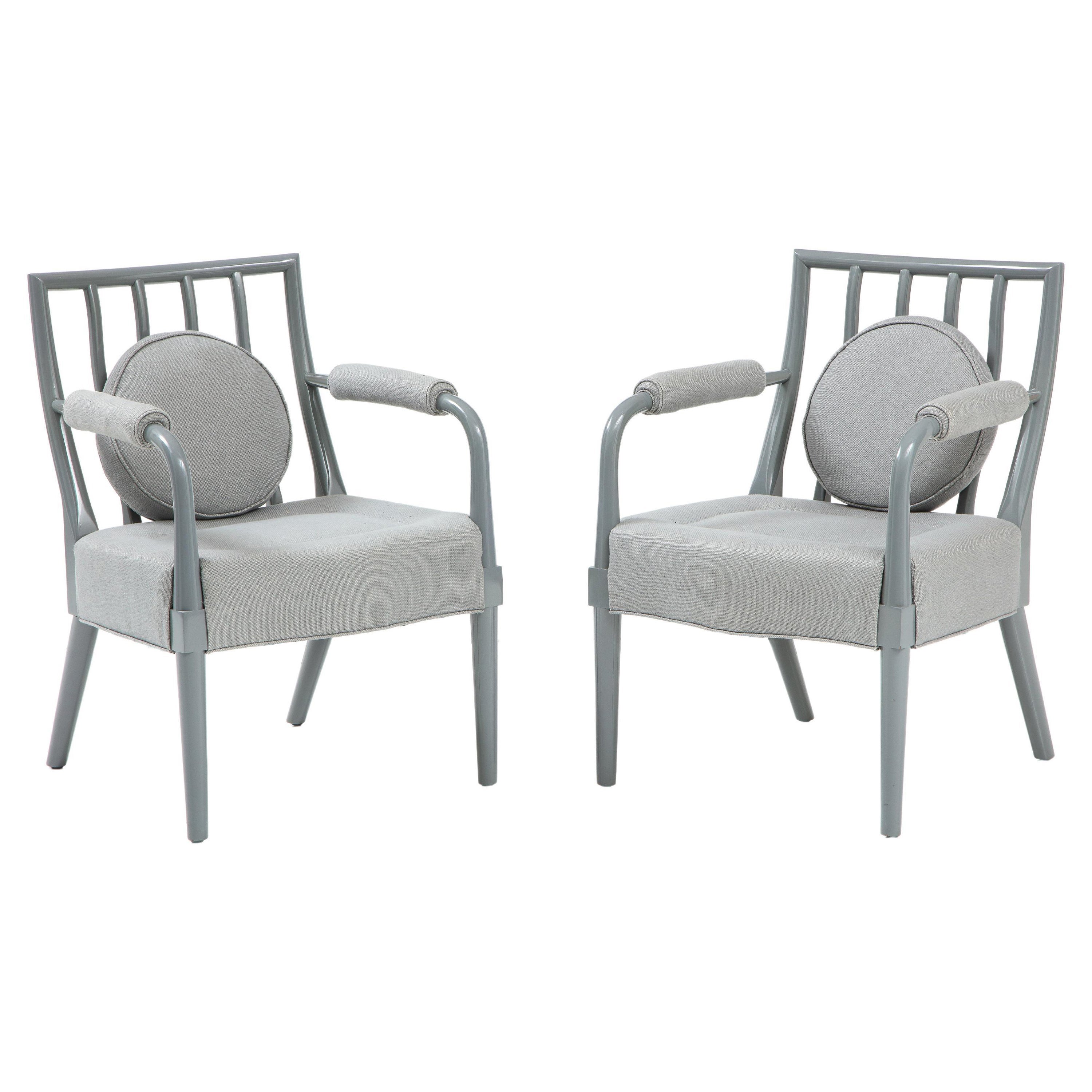 Pair of Newly Upholstered Armchairs by T.H. Robsjohn-Gibbings, United States For Sale