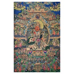 Tibetan Thangka Dorje Drolo with Lapis Background