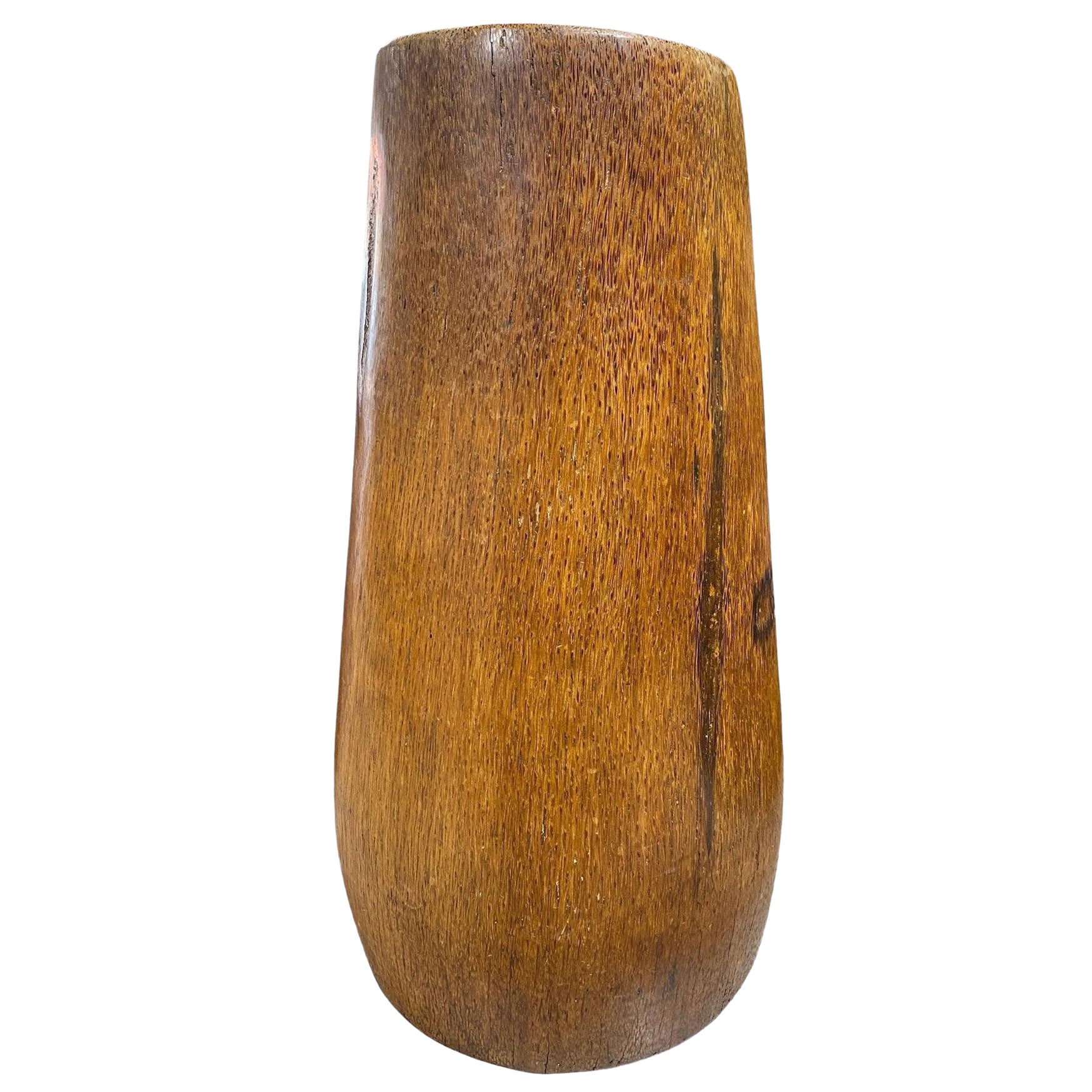 Grand vase en bois de bambou sculpté, spécimen de racine de bambou naturel et organique Wabi-Sabi