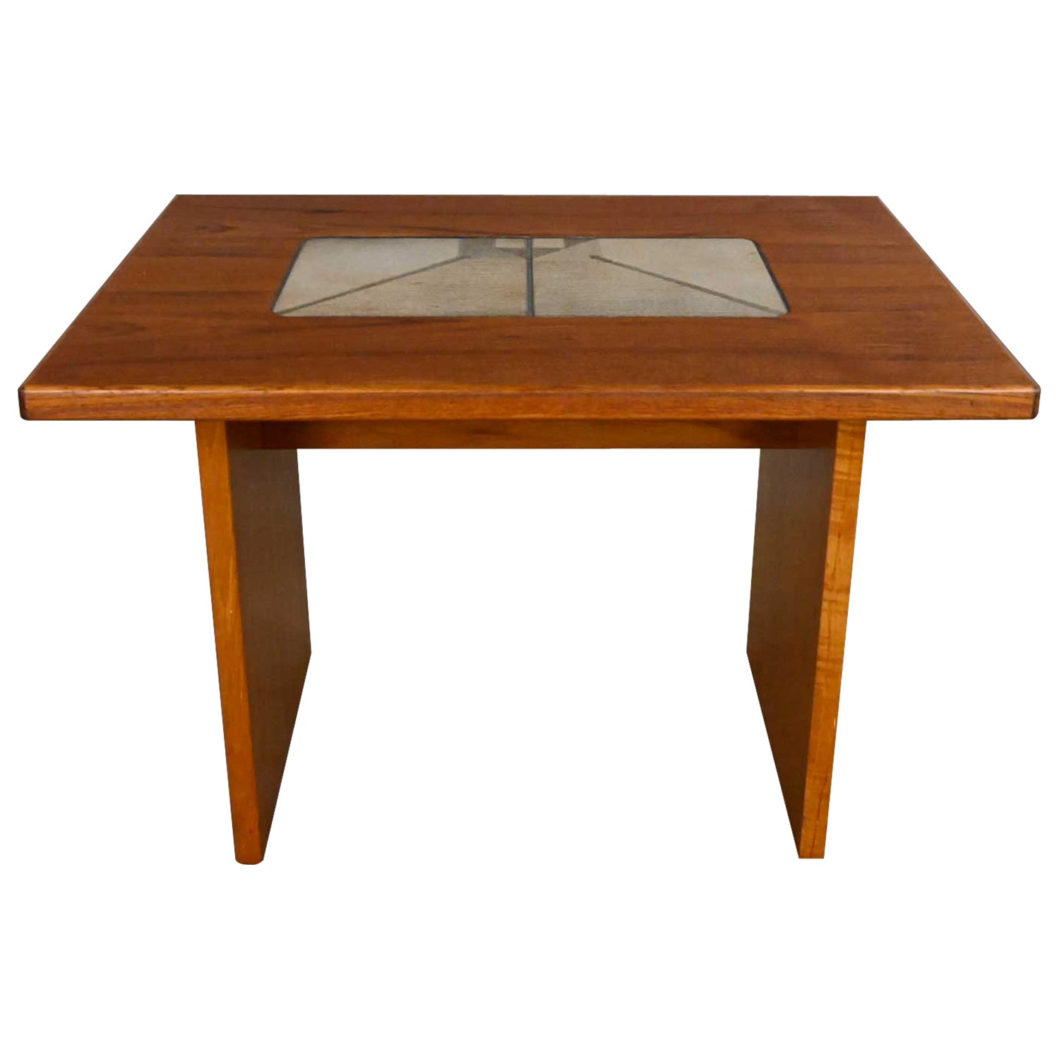 Scandinavian Modern Teak Rectangular Side End Table Tile Insert by Gangso Mobler For Sale