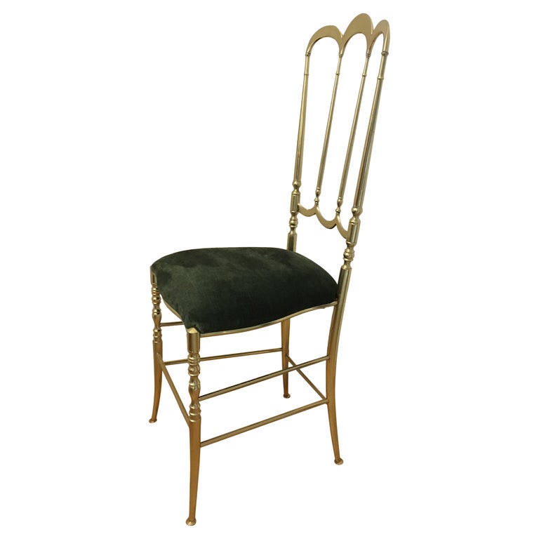 Chiavari-Stuhl mit Bogen aus Messing, dunkelgrüner Samtsitz, 1960er Jahre  bei 1stDibs | _