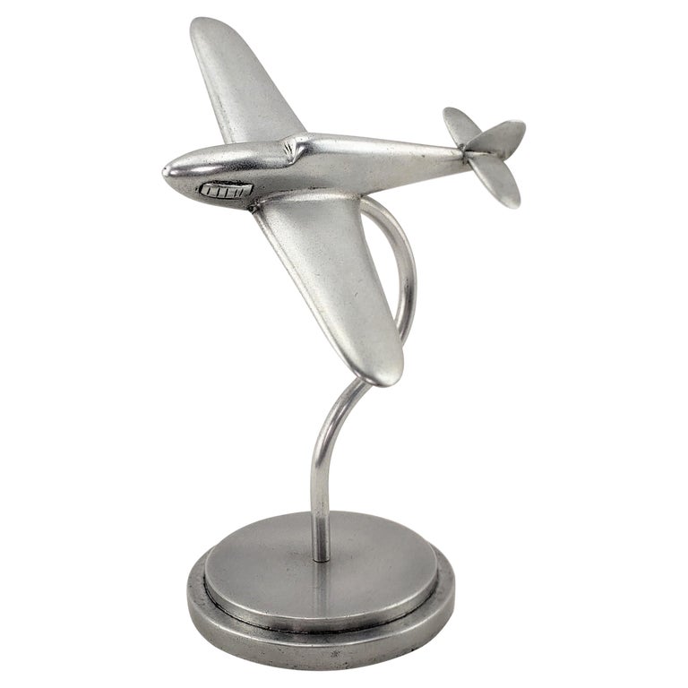 Art Deco Cast Aluminum Stylized Fighter Airplane Model or Sculpture and