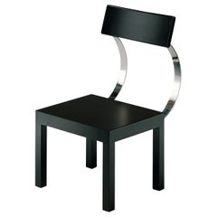 Zanotta Follia Chair in Black with Stainless Steel Backrest by Giuseppe Terragni