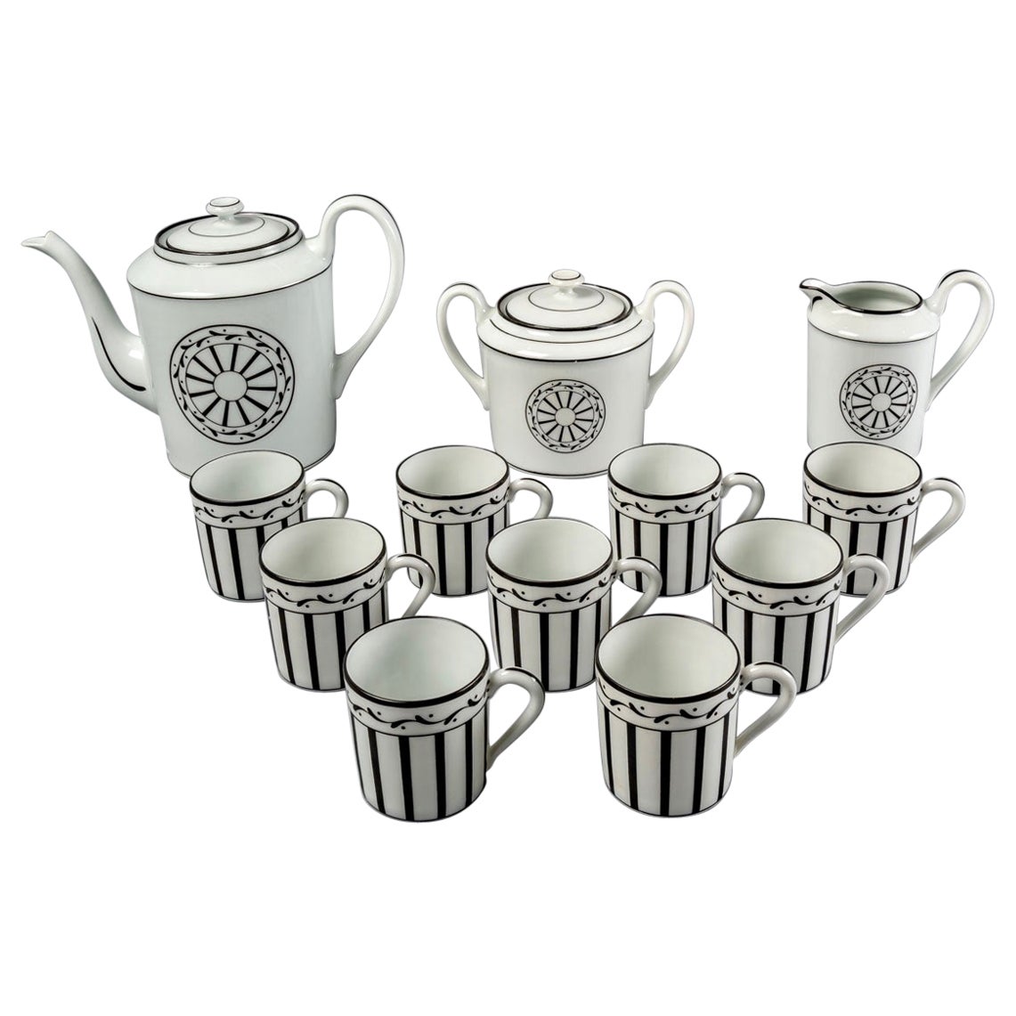 Christian Dior Maison, Coffee Set Monsieur Dior Limoges Porcelain 12 Pieces