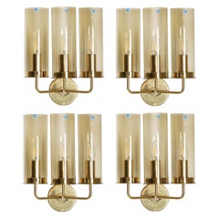 Vintage Swedish Midcentury Wall Lamps in Brass and Glass by Hans-Agne Jakobsson