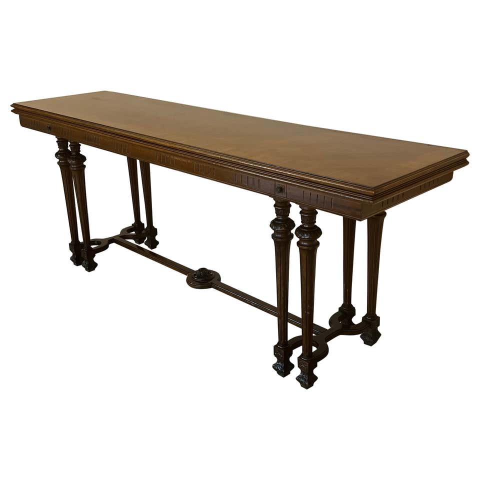 Louis XVI Style Carved Oak Convertible Console, Dining Table with Claw ...
