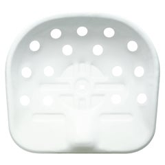 Tabouret Zanotta Mezzadro en blanc avec tige en acier plaqué chrome et base en hêtre