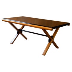 Post-Modern Black Brown Wooden Dining Table by Gianfranco Frattini, Italy 1980
