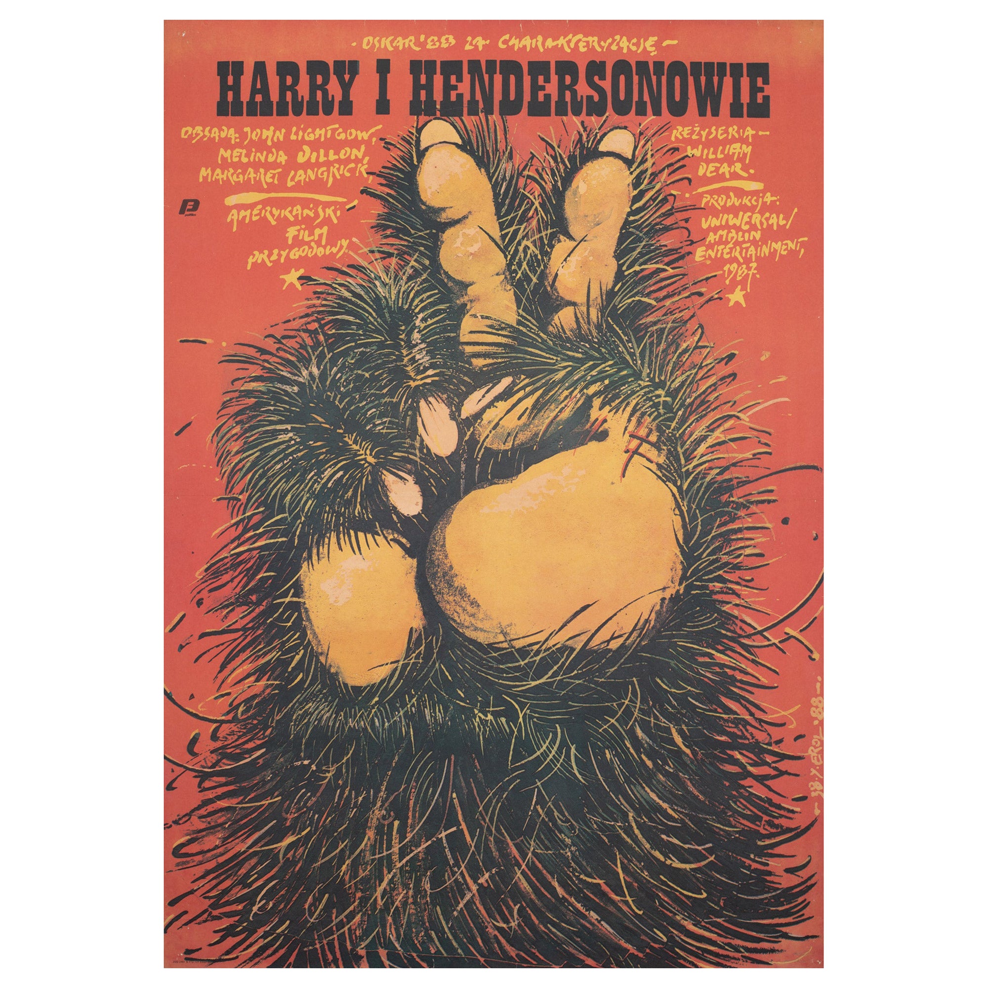 Harry and the Hendersons 1988 Polish A1 Film Movie Poster, Jakub Erol