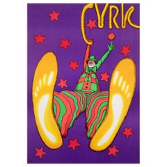 Polish, Cyrk, Circus Poster, R1979, Retro, Cyrk Clown Swinging, Bocianowski