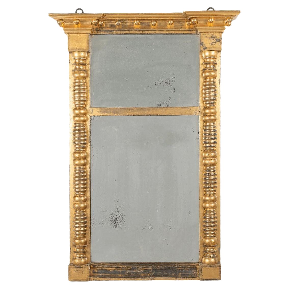 Early 19th Century American New England Gilt Tabernacle Pier Mirror For Sale