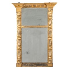 Antique Early 19th Century American New England Gilt Tabernacle Pier Mirror