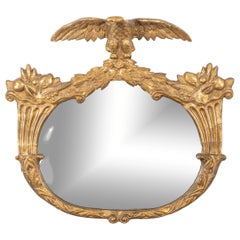 Antique 19th Century American Oval Gilt Gesso Mirror Frame with Eagle Crest