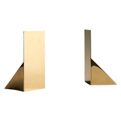 Contemporary Book Ends in Brass, Minimal Design by Erik Olovsson