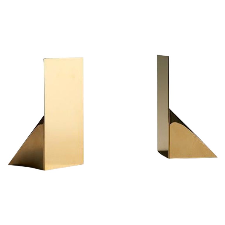 Contemporary Book Ends in Brass, Minimal Design by Erik Olovsson For Sale