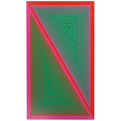 Optical and Geometric Pink and Green Painting by Richard Anuskiewicz 7